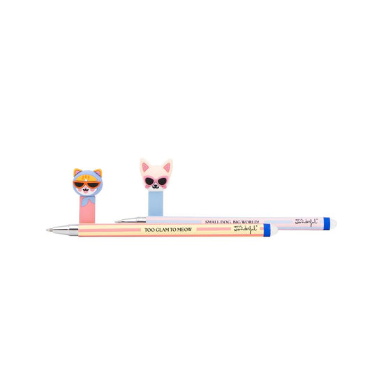 Set de 2 Esferográficas apagáveis Bo-Bo - Gato e Chihuahua