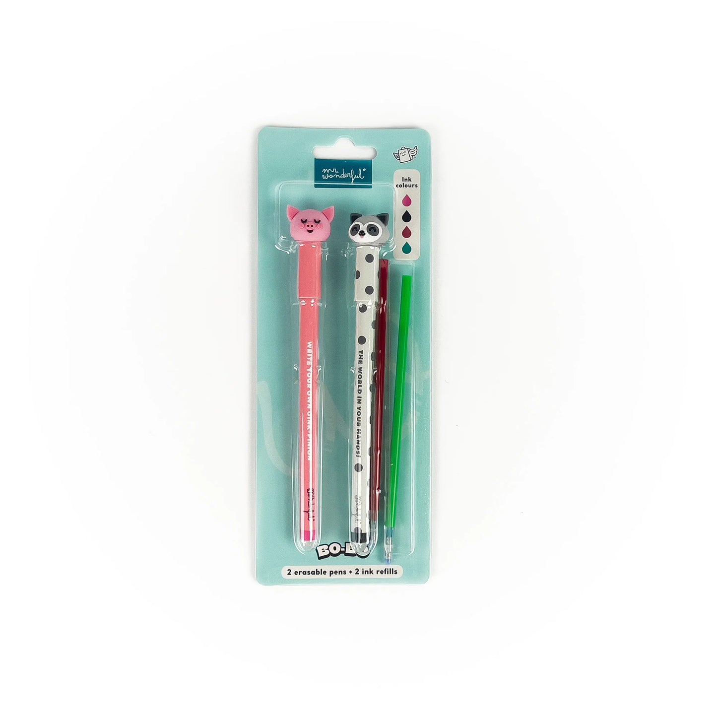 Pack caneta Gel Apagável Mr. Wonderful - Porco e Guaxinim