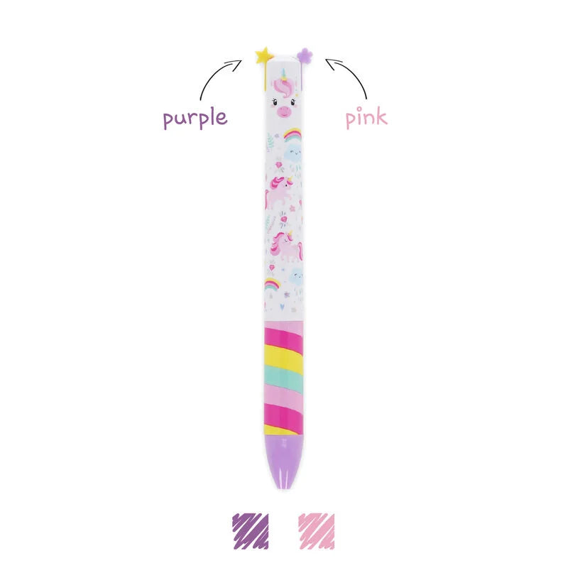 Caneta Click & Clack Legami com Tinta de Duas Cores - Unicórnio