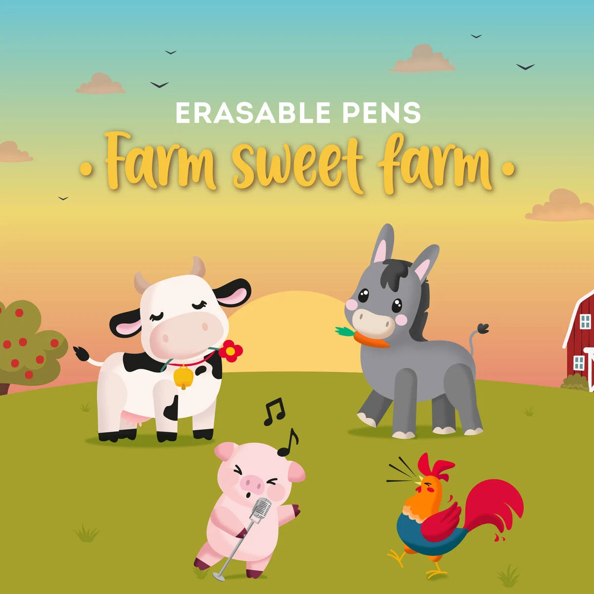 Pack Caneta Gel Apagável Legami - Edição Animais da Quinta