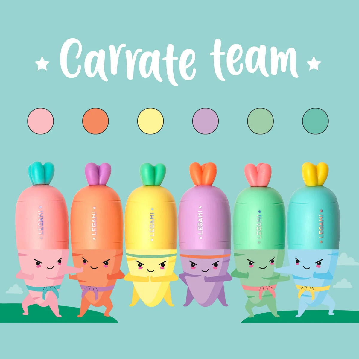 Conjunto de 6 mini sublinhadores cenoura
