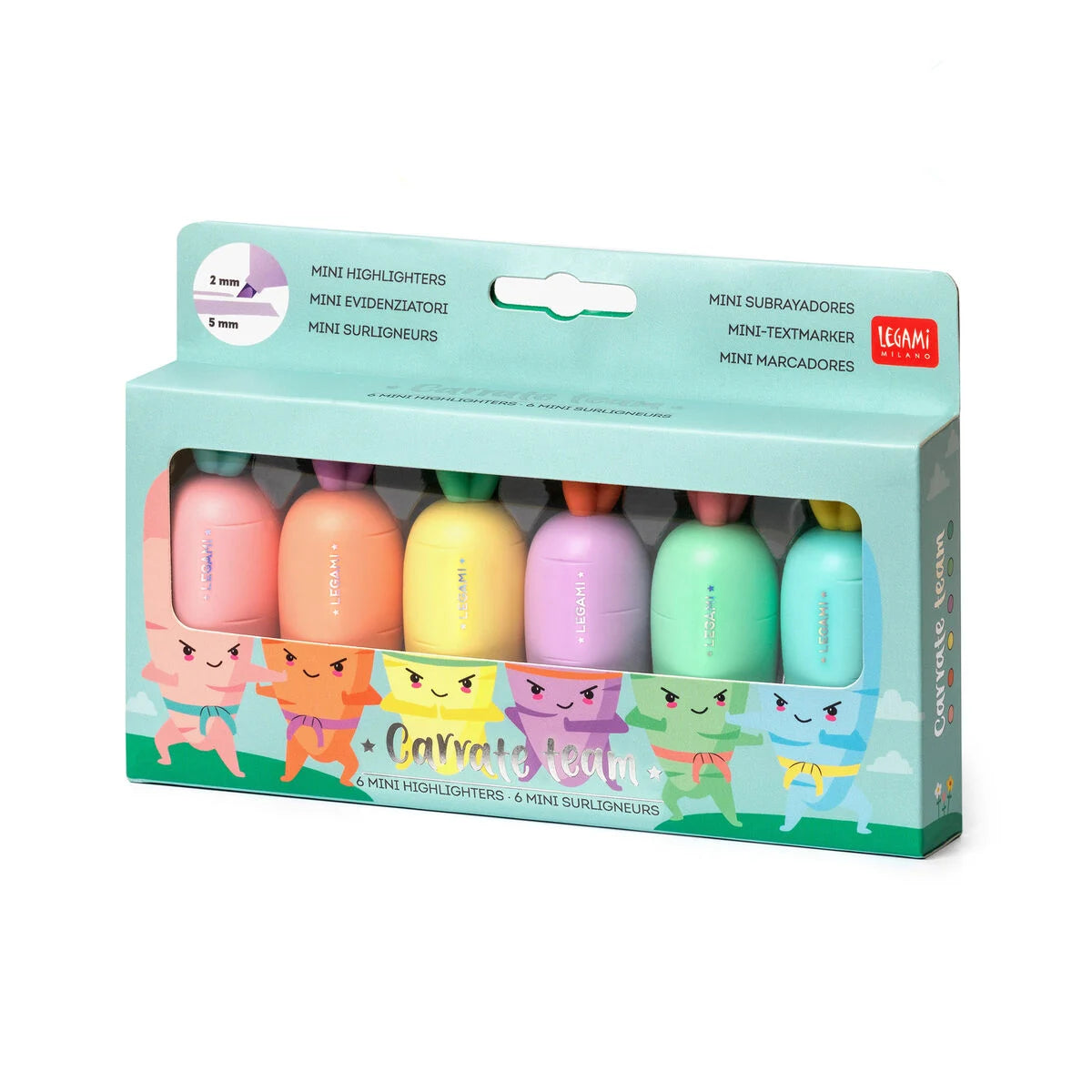 Conjunto de 6 mini sublinhadores cenoura