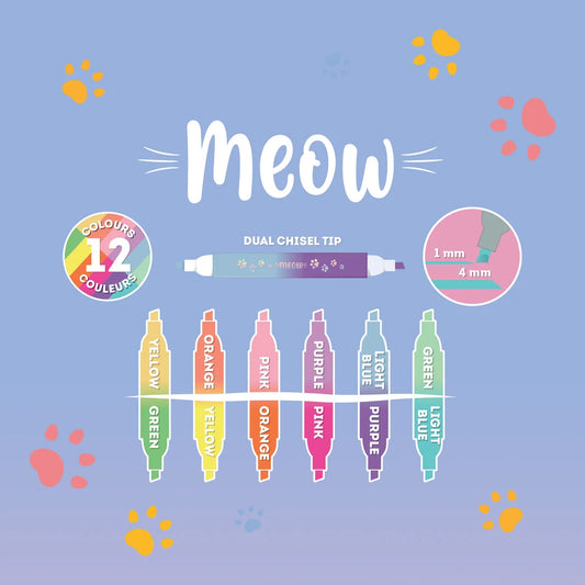 Set de 6 Sublinhadores Ponta Dupla – Pastel & Neon - Meow