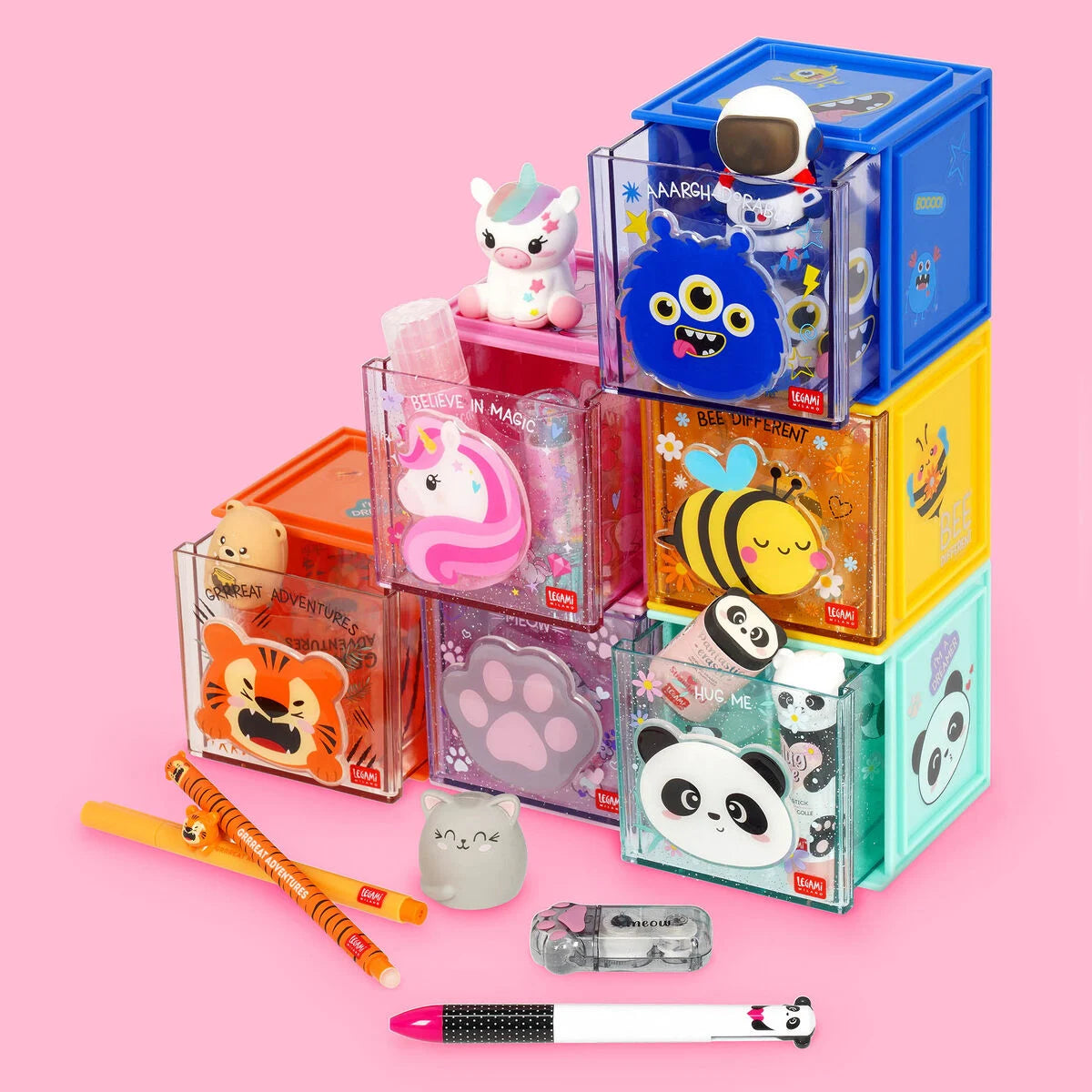 Caixa de Arrumação de Secretária Empilhável – Cutie Cube