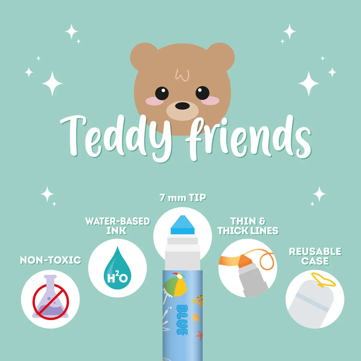 Set de 12 Marcadores – Teddy Friends