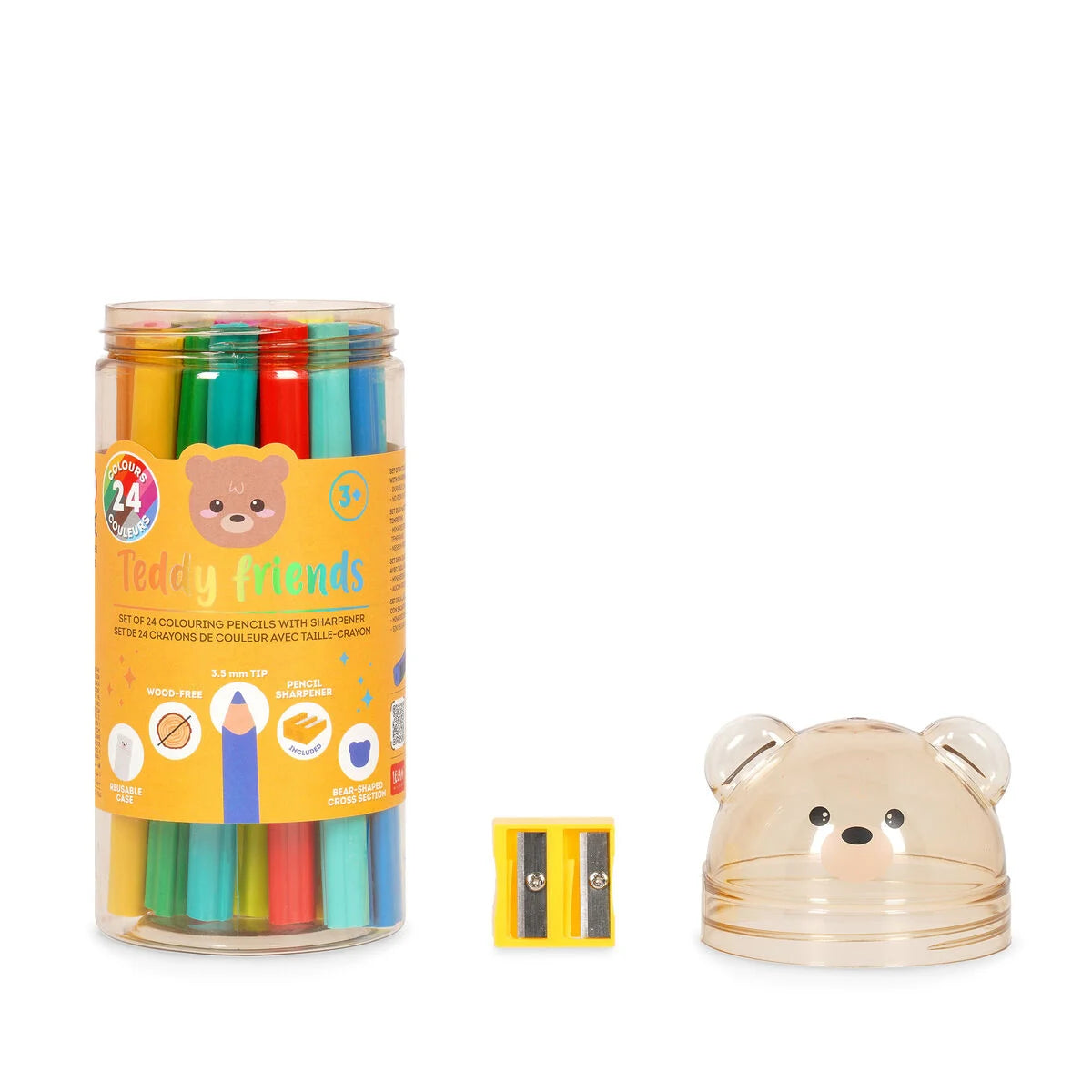 Set de 24 Lápis de Cor com Afia – Teddy Friends