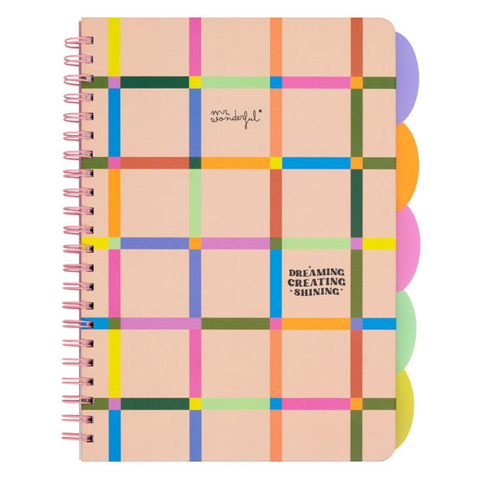 Caderno A4 Wonder com separadores - Dreaming, creating, shining