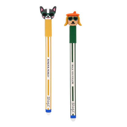 Set de 2 Esferográficas apagáveis Bo-Bo - Cão salsicha e Buldogue