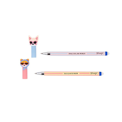 Set de 2 Esferográficas apagáveis Bo-Bo - Gato e Chihuahua