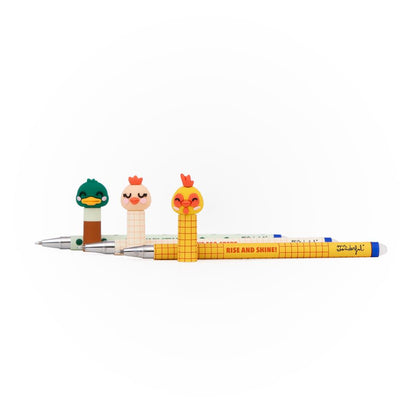 Set de 3 Canetas Apagáveis Mr. Wonderful - Animais Quinta (Galinha, Galo, Pato)