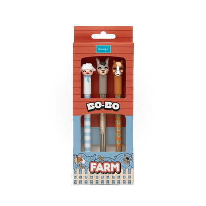Set de 3 Canetas Apagáveis Mr. Wonderful - Animais Quinta (Ovelha, Burro, Cavalo)