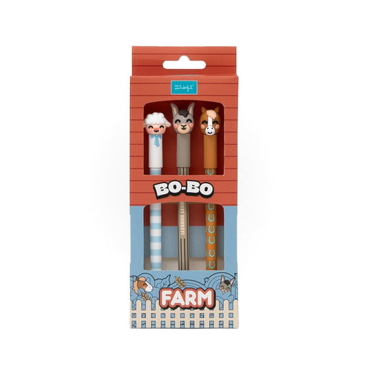 Set de 3 Canetas Apagáveis Mr. Wonderful - Animais Quinta (Ovelha, Burro, Cavalo)