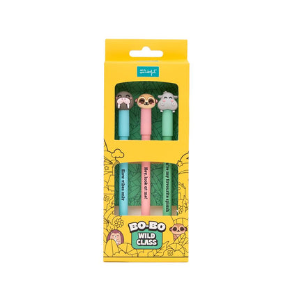 Set de 3 Canetas Apagáveis Mr. Wonderful - Morsa, Suricata e Hipopótamo