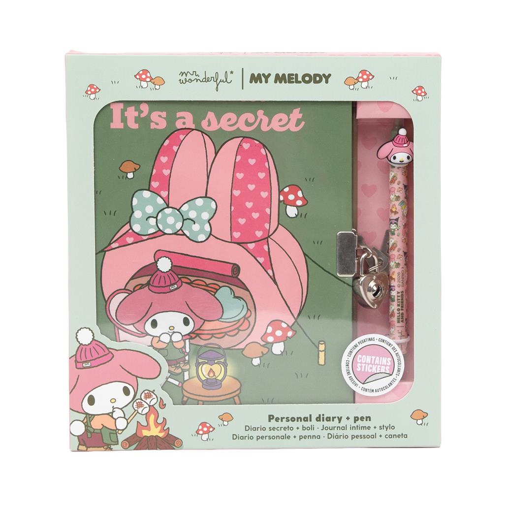 Diário secreto + caneta apagável My Melody x Mr Wonderful