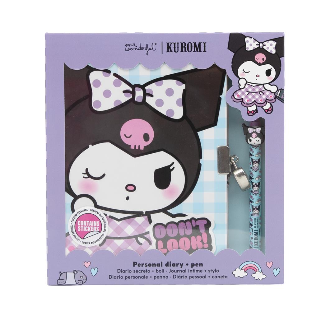 Diário secreto + caneta apagável Kuromi x Mr Wonderful