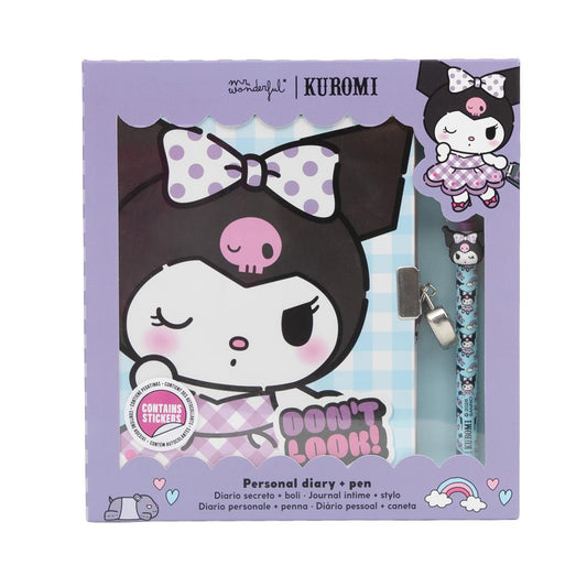 Diário secreto + caneta apagável Kuromi x Mr Wonderful