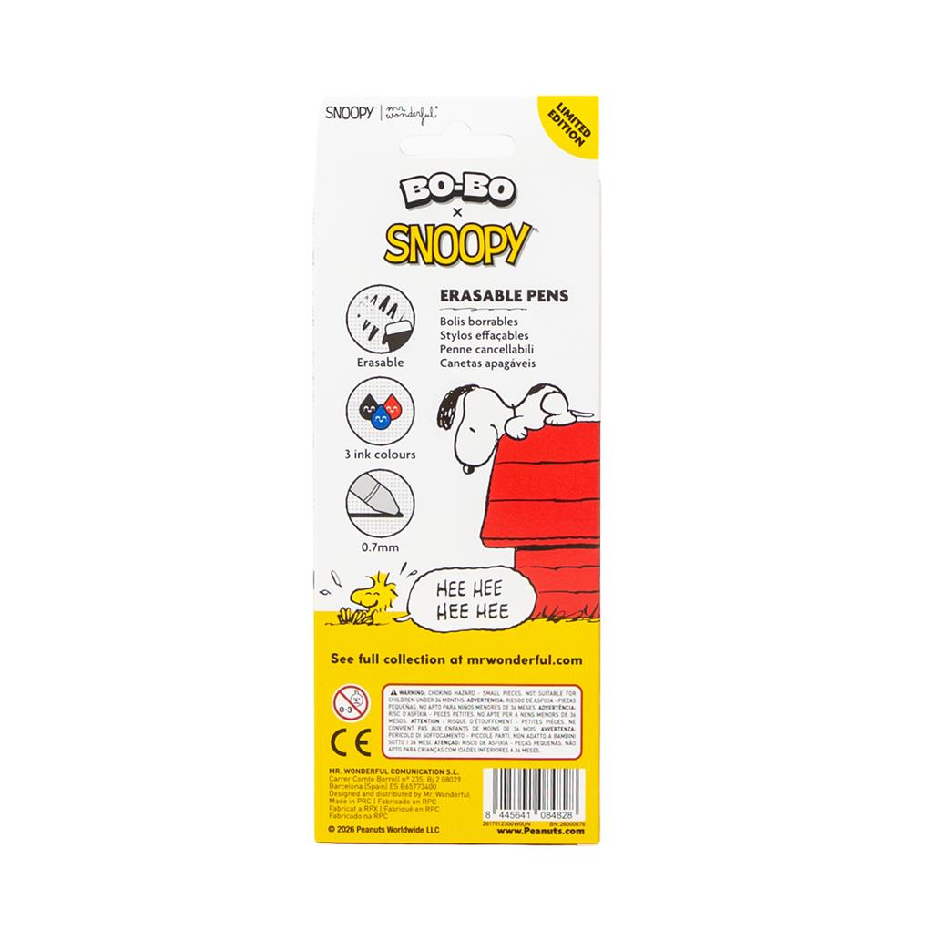 Set de 3 Canetas Apagáveis Mr. Wonderful - Snoopy
