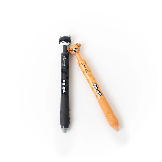 Set de 2 canetas apagáveis Bo-Bo Click! - Gato e Cão