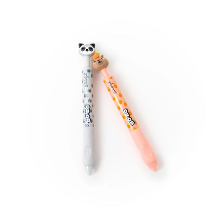 Set de 2 canetas apagáveis Bo-Bo Click! - Guaxinim e Capivara