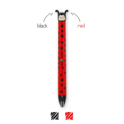 Caneta Click & Clack Legami com Tinta de Duas Cores - Joaninha