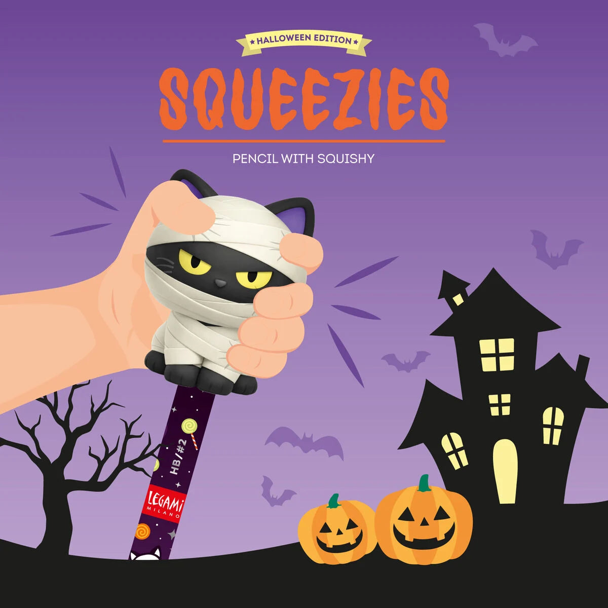 Lápis Antisstress Squeezies - Gato Halloween