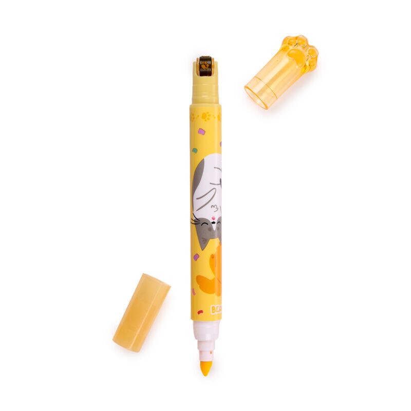 Caneta 2 em 1 Sublinhador + Carimbo – Beans & Gatos