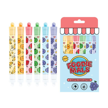 Set de 6 Sublinhadores Apagáveis com Cheiro – Foodiemals Frutas