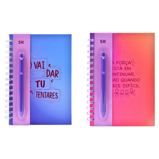 Caderno A5 com caneta