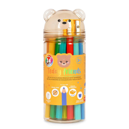 Set de 24 Lápis de Cor com Afia – Teddy Friends