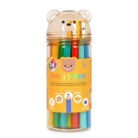 Set de 24 Lápis de Cor com Afia – Teddy Friends