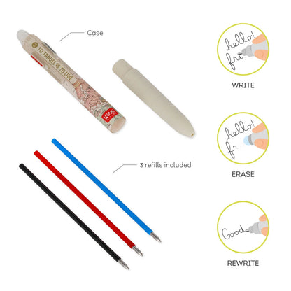Caneta Gel Apagável de 3 Cores – Travel “Make Mistakes”