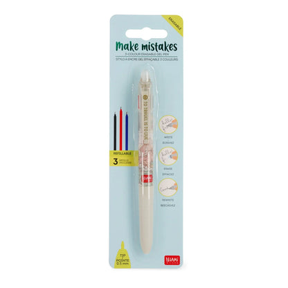 Caneta Gel Apagável de 3 Cores – Travel “Make Mistakes”