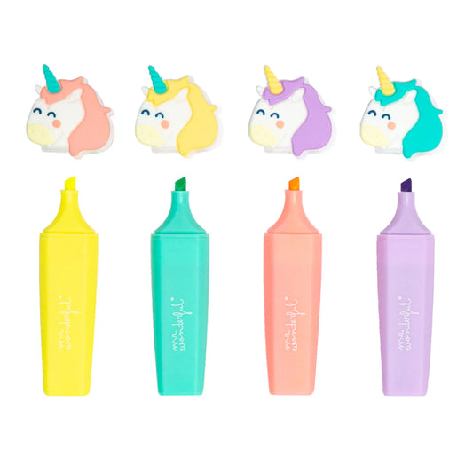 Conjunto de 4 sublinhadores Pastel com Unicórnios – Mr. Wonderful