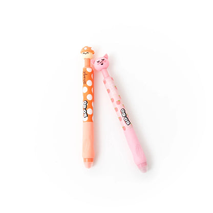 Set de 2 canetas apagáveis Bo-Bo Click! - Cogumelo e Porquinho