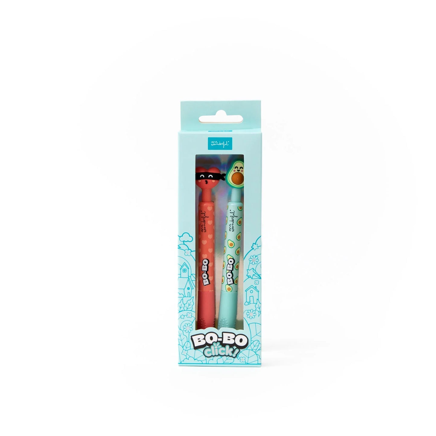 Set de 2 canetas apagáveis Bo-Bo Click! - Coração Bandido e Abacate