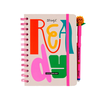 Conjunto agenda Mr Wonderful pequena 2026-2027 Semanal + 3 canetas apagáveis Bo-Bo