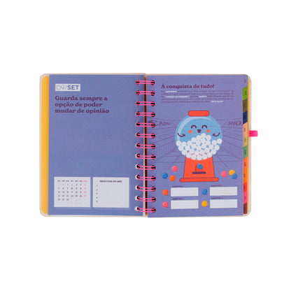 Conjunto agenda Mr Wonderful pequena 2026-2027 Semanal + 3 canetas apagáveis Bo-Bo
