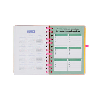 Conjunto agenda Mr Wonderful pequena 2026-2027 Semanal + 3 canetas apagáveis Bo-Bo
