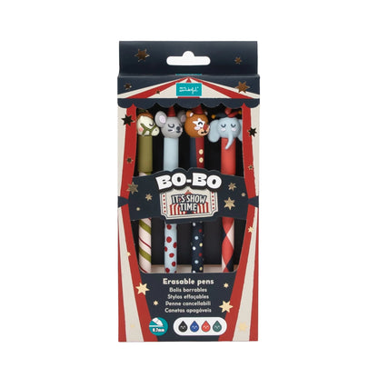 Pré-Venda ✨- Set de 4 Canetas Apagáveis Mr. Wonderful - Circo Natal - Elefante, Cavalo, Urso e Rato
