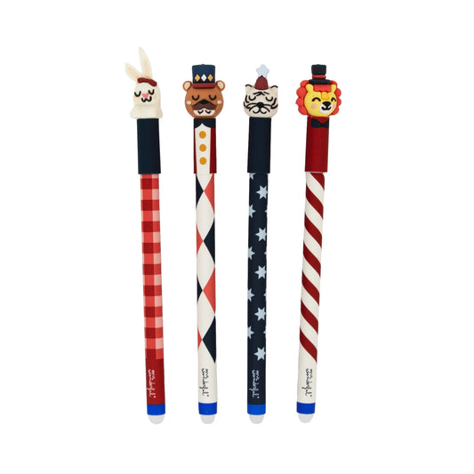 Pré-Venda ✨- Set de 4 Canetas Apagáveis Mr. Wonderful - Circo Natal - Urso, Leão, Coelho e Tigre