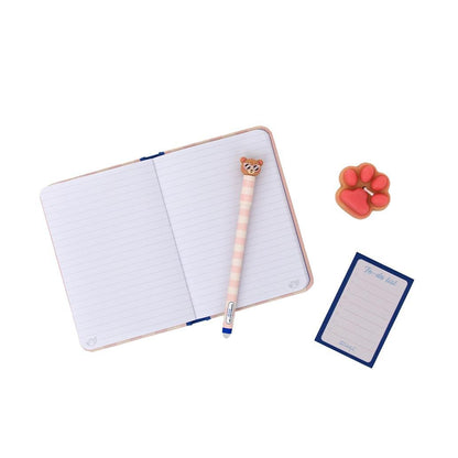 Conjunto Caderno A6 + Vela + Bloco + Esferográfica apagável Bo-bo Urso - Poder-osa